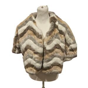 Anthropologie Bolero Cape Womens One Size Faux Fur Striped Multicolor Shrug